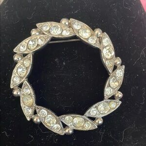 Vintage Elegant Silver Crystal Brooch